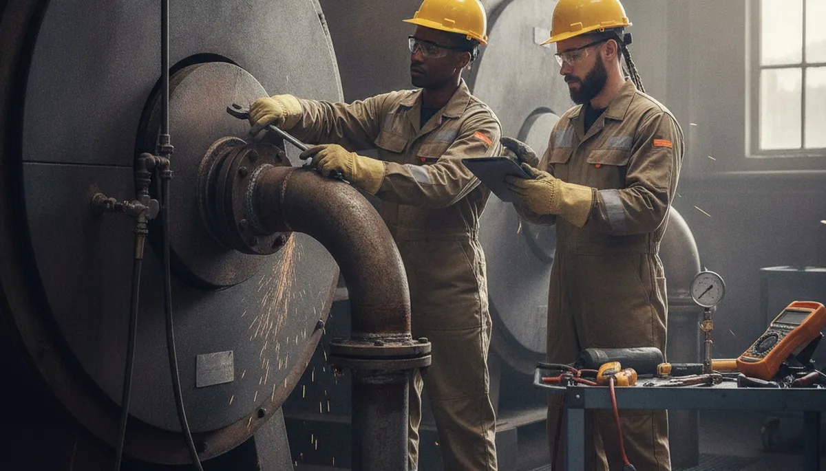 Boiler repair technician servicing Durham, NC home heating system