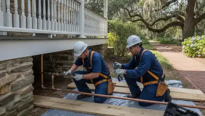 Durham, NC plumber repairing a plumbing leak for residential service